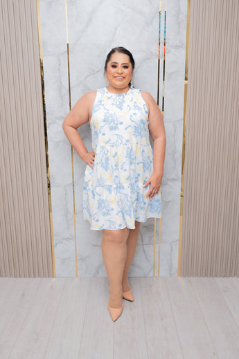 Orange/Blue Mix Halter Dress