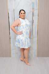 Orange/Blue Mix Halter Dress