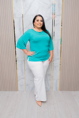 Teal Shift Blouse with Stones