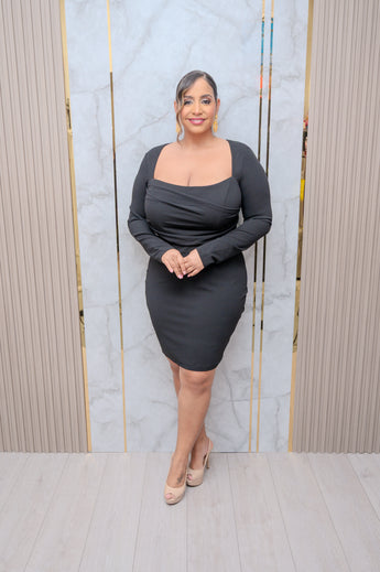 Black Long Sleeve Mini Dress