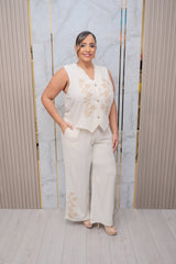 Crème Linen Top and Pant Set