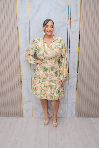Sage/Mocha Long Sleeve Dress