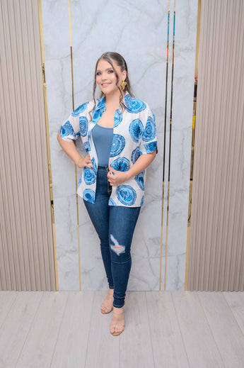 Blue Mix Button Down Shirt