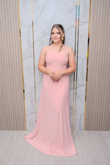 Mauve Glitter Spaghetti Maxi Dress