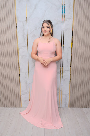 Mauve Glitter Spaghetti Maxi Dress