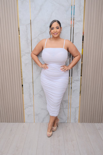 Off White Mesh Midi Dress
