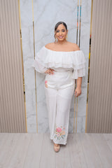 White Off Shoulder Ruffle Top