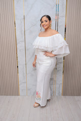 White Off Shoulder Ruffle Top