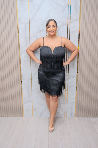 Black Fringe Mini Dress