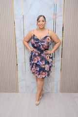 Black Mesh Floral Mini Dress