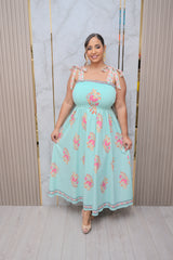 Mint Smock Bodice Maxi Dress