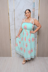 Mint Smock Bodice Maxi Dress