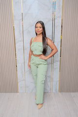 Olive Top and Cargo Pants Set