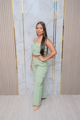 Olive Top and Cargo Pants Set