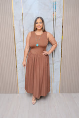 Chocolate Sleeveless Midi Dress