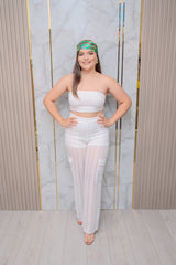 White Crochet Top and Pant Set