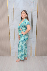 Green Tropical Top and Pant Set
