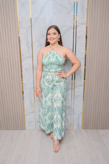 Green Mix Halter Top and Pant Set