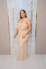 Taupe Lace Starpless Maxi Dress