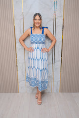 Blue Printed Maxi Dress