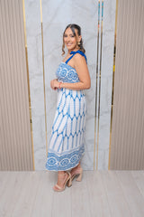 Blue Printed Maxi Dress
