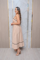 Taupe/Black Printed Maxi Dress
