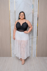 White Lace Midi Skirt