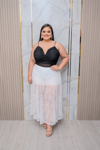 White Lace Midi Skirt