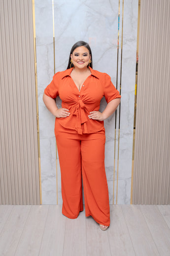 Rust Blouse and Pant Set