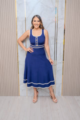Navy/White Midi Dress