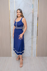 Navy/White Midi Dress