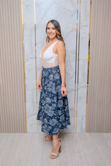 Jacquard Denim Maxi Skirt