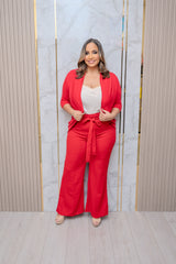 Red Front Tie Pants