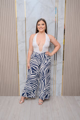 Navy Zebra Wide Leg Pants