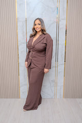 Chocolate Blouse and Pant Set