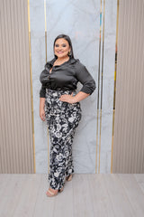Black Satin Button Down Blouse