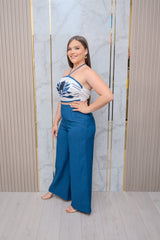 Navy Printed Top and Pant Set
