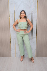 Olive Top and Cargo Pants Set