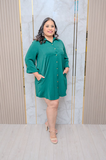 Forest Green Button Down Dress