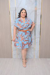 Brown/Blue Smocked Waist Dress