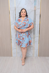 Brown/Blue Smocked Waist Dress
