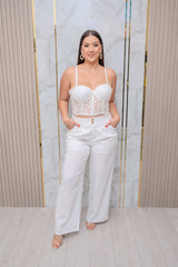White Lace and Pearl Bustier