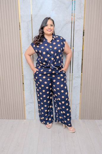 Dark Blue Polka Dot 2-piece Set
