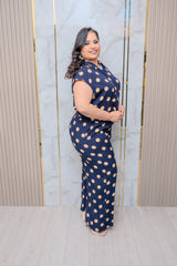 Dark Blue Polka Dot 2-piece Set