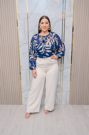 Beige Front Tie Pants