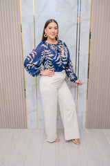 Beige Front Tie Pants