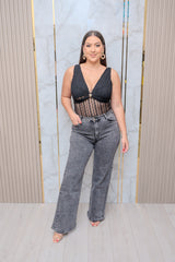 Acid Wash Wide Leg Jeans