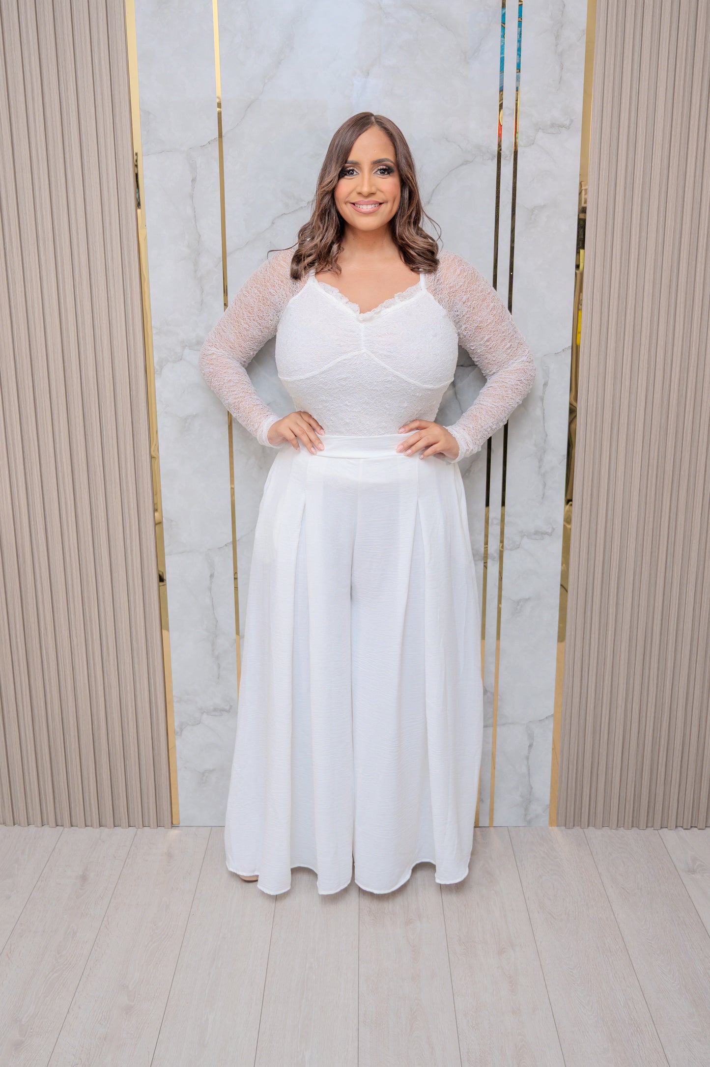 White Lace Long Sleeve Top
