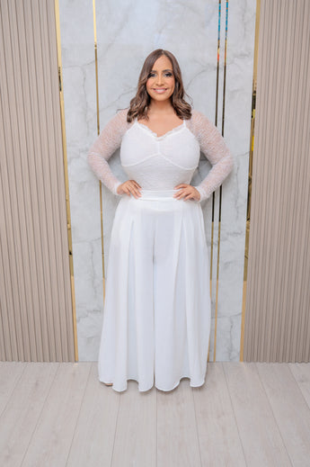 White Lace Long Sleeve Top