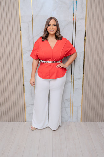 Red Shell Detail Blouse